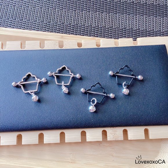 Cute Icecream Pierced Nipple Rings with Bell - Picture 2 of 5